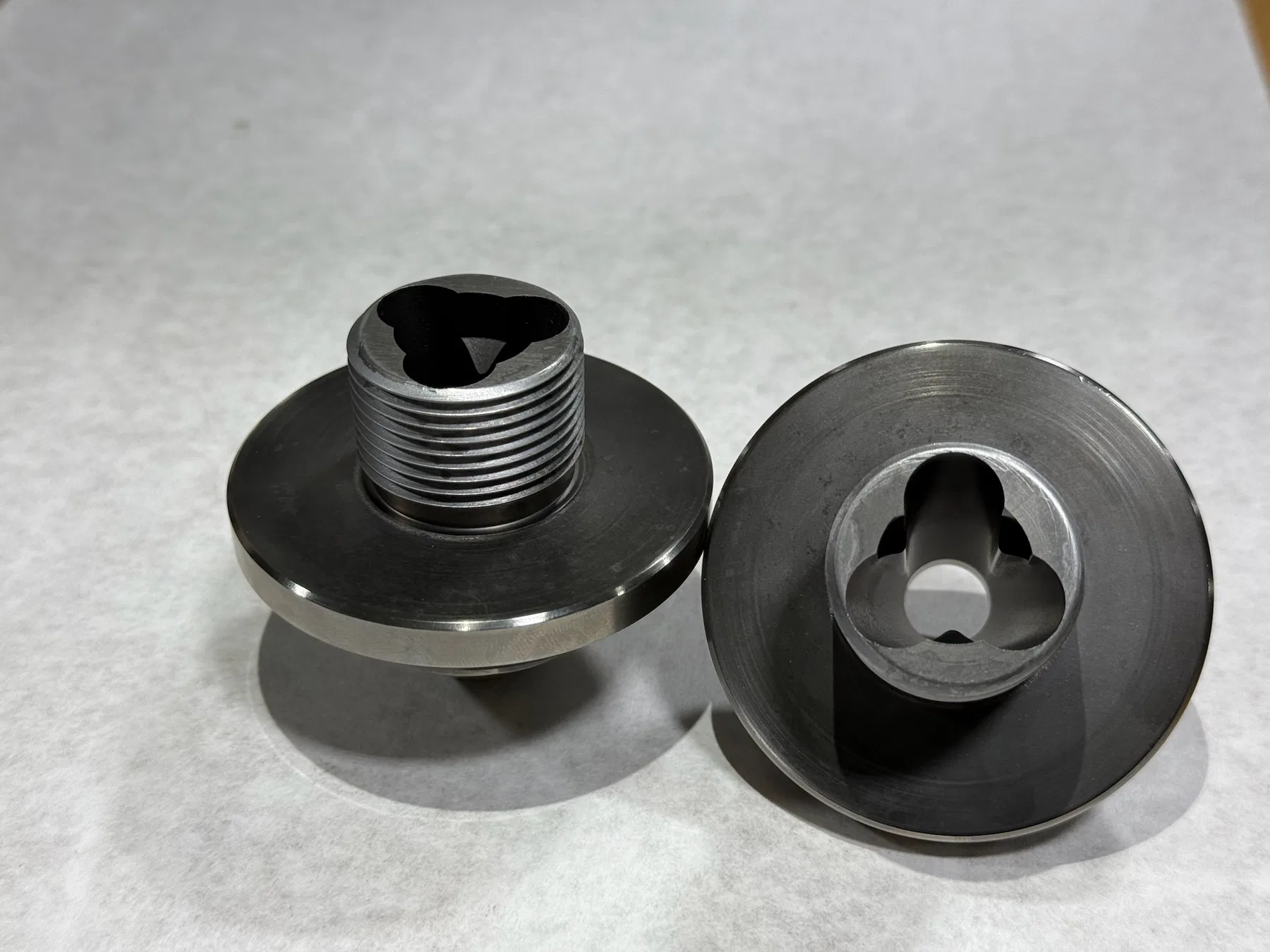 Close-up of machined component details for quality inspection.