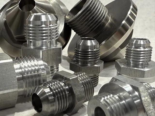 Large close-up of finished machined components.