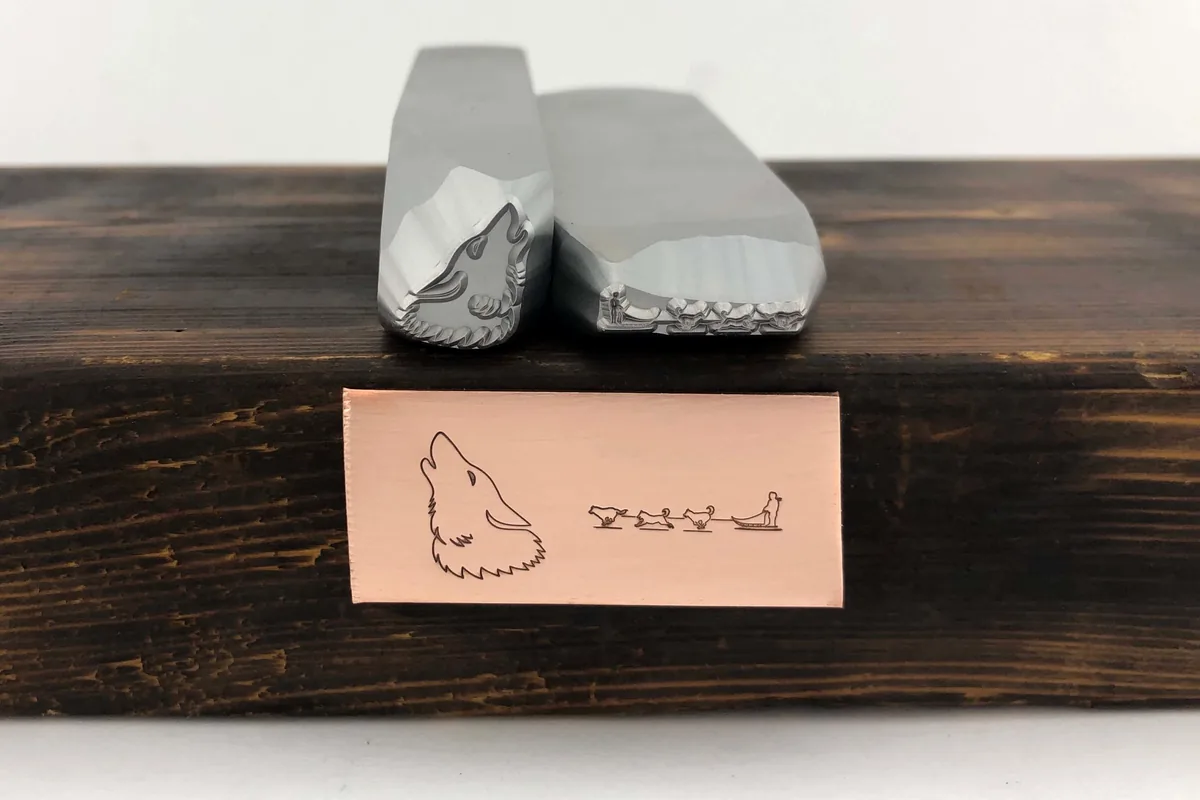 Symbol hand stamps and marking die block details.